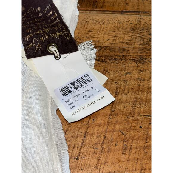 NWT Womens Scotch & Soda Cream 100% Linen Fringe Tank Top Boho Style Size 4 - Picture 5 of 8